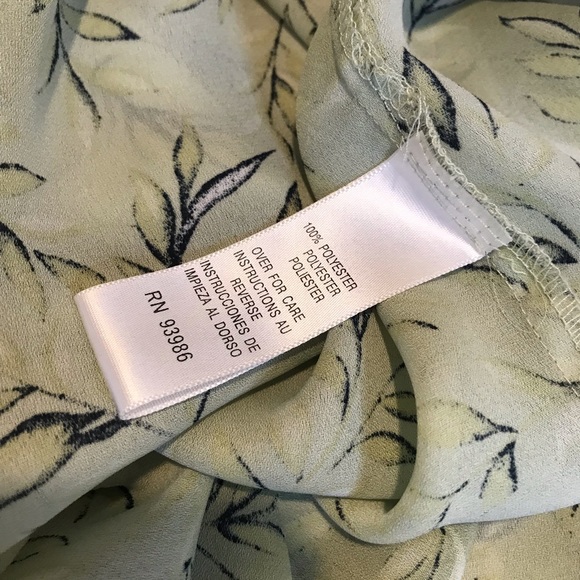 Vintage Casual Corner Annex Green Leaf Blouse Long Sleeve Silky XL Extra Large - Picture 8 of 10